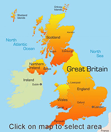 Map of the UK and Ireland for cottages