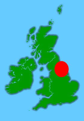 Map of UK showing location of yorkshire